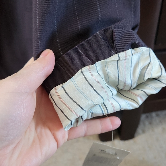 NWT Lauren Ralph Lauren Wool Pinstripe Brown Buttoned Blazer 14P $250 - Picture 13 of 16